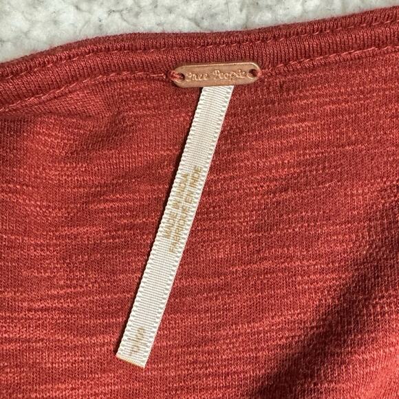 free people | lucky lace up burnt orange long sleeved boho women's top sz S - Picture 5 of 9
